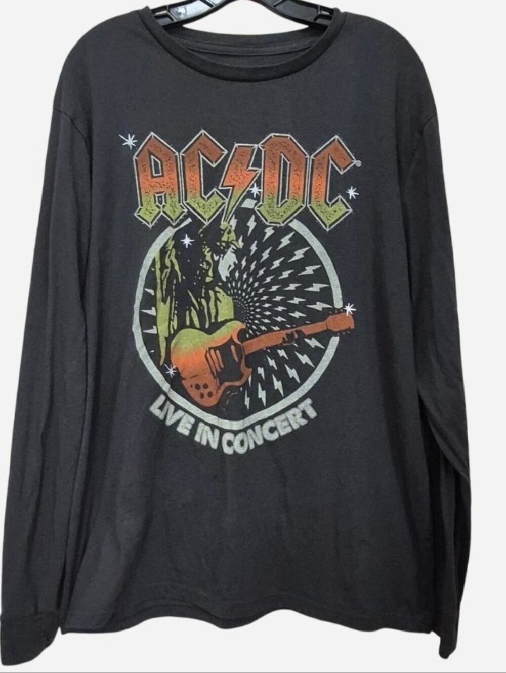 AC/DC Black Long Sleeve 'Live In Concert' Graphc Tee